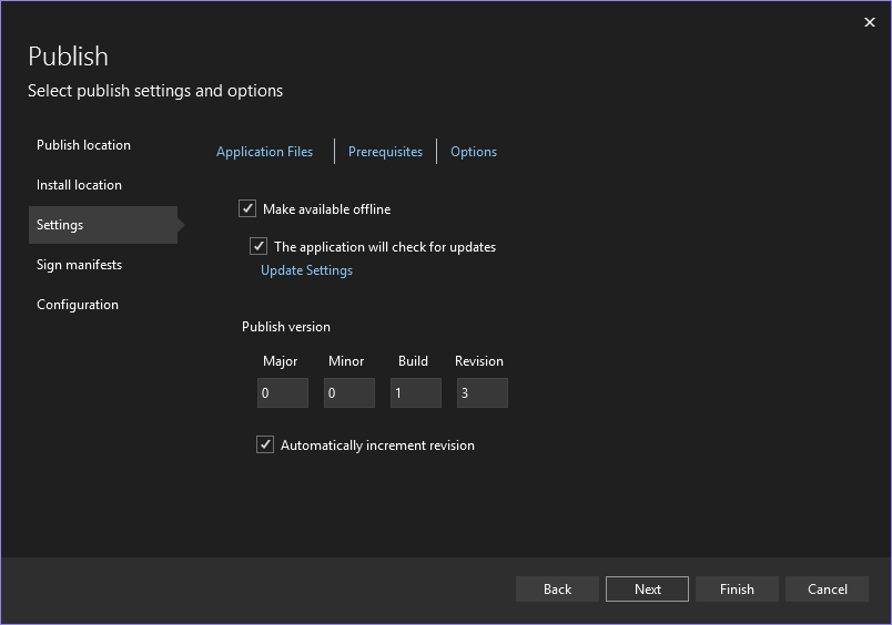 Modify settings to check for updates