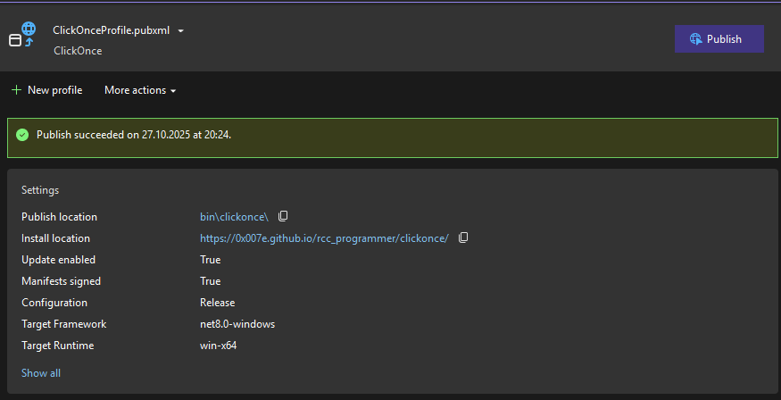 Local demo publish